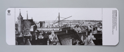 Rewers zakładki z grafiką i logotypem Muzeum Pałacu Króla Jana III w Wilanowie.